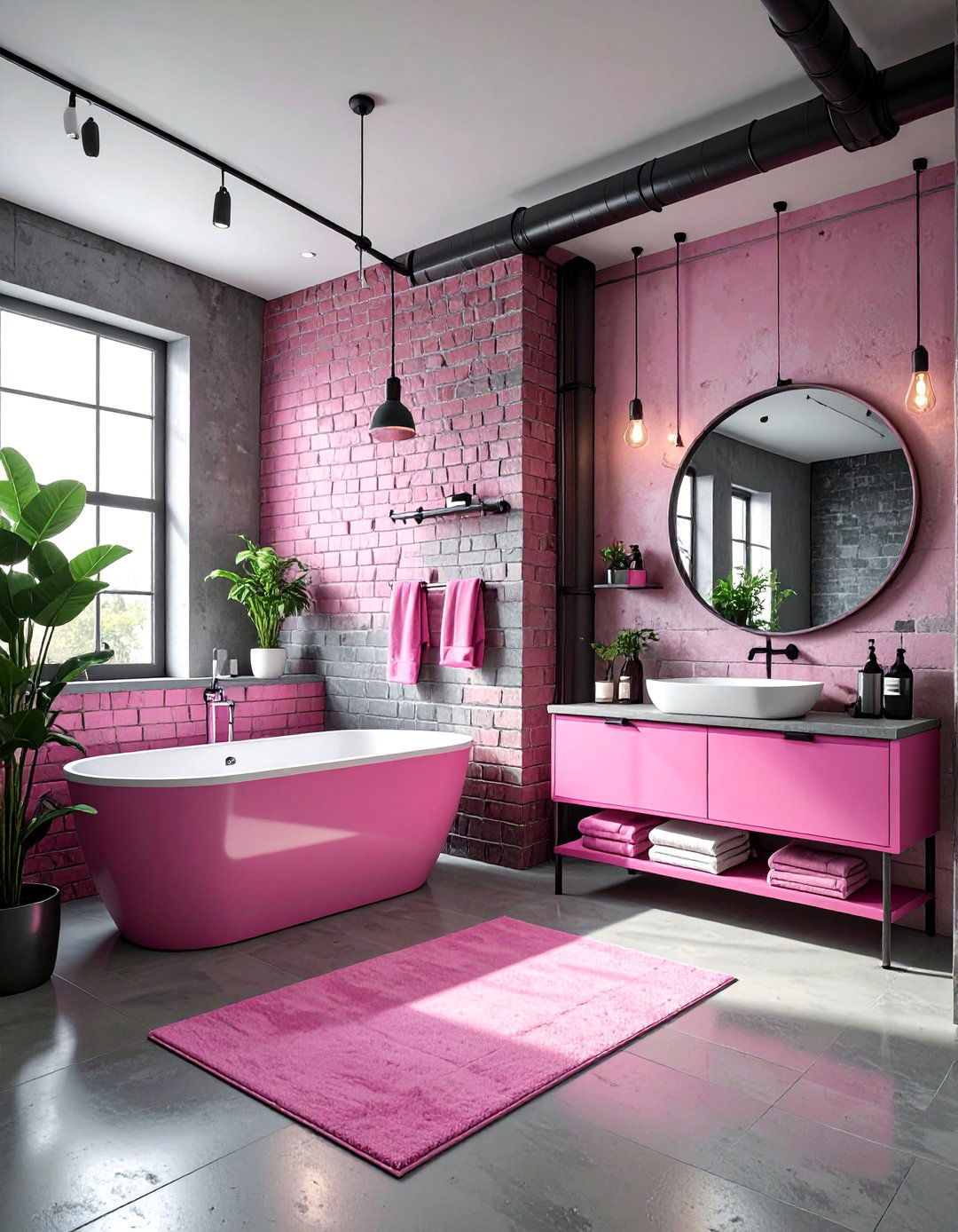 Industrial pink gray bathroom - 30 pink gray bathroom ideas