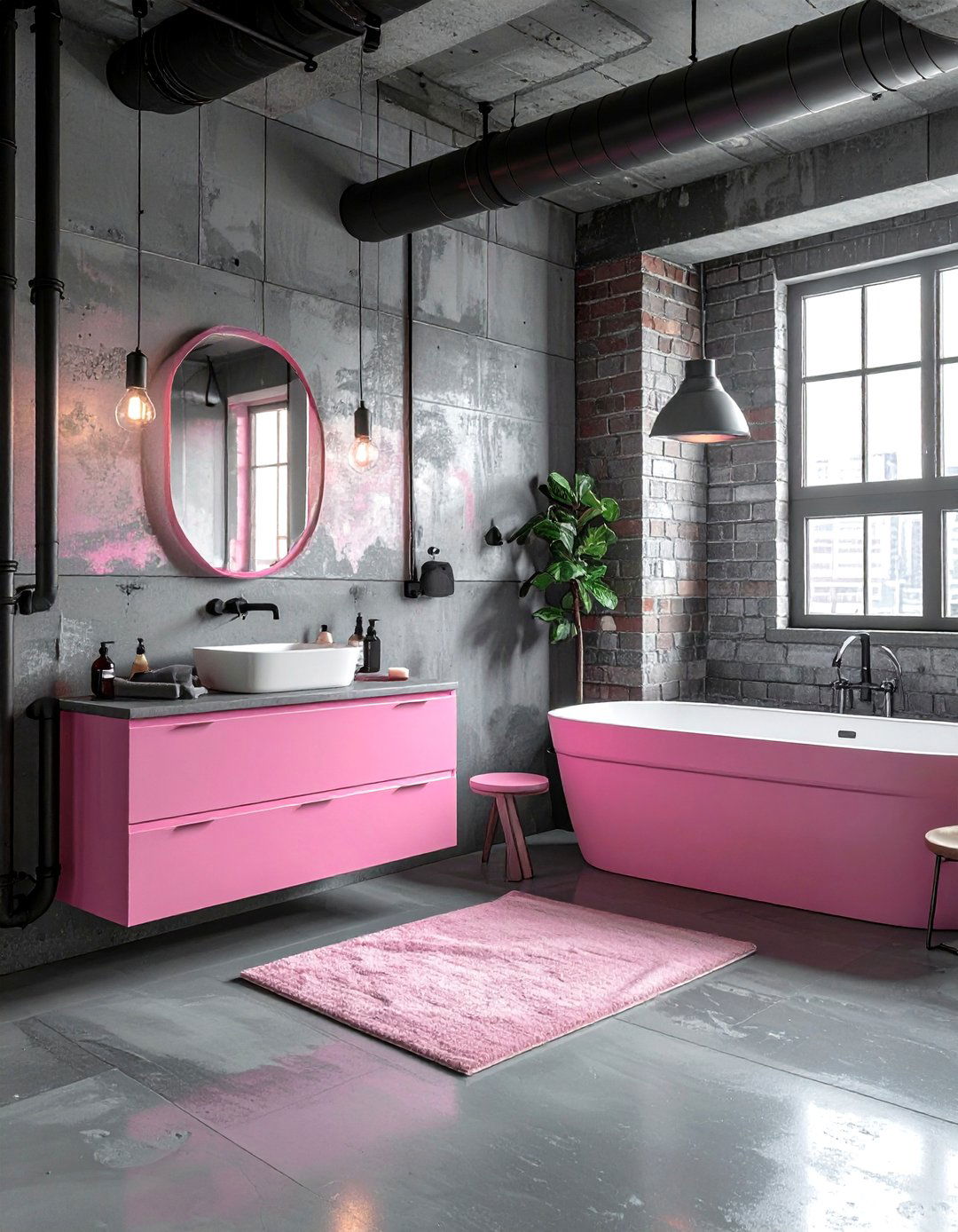 Industrial pink gray - 30 pink and gray bathroom ideas