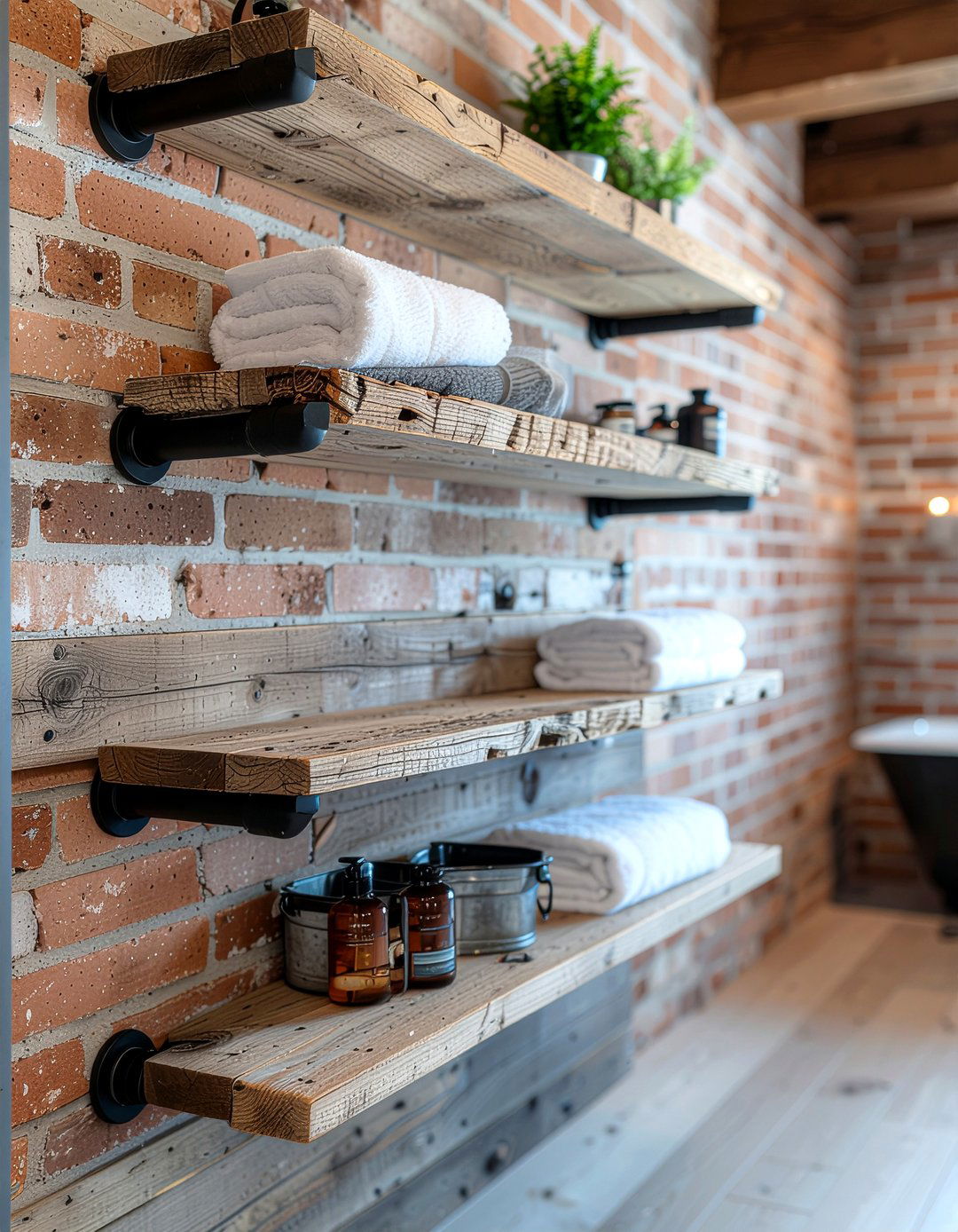 Industrial pipe bathroom shelving - 30 bathroom etagere ideas