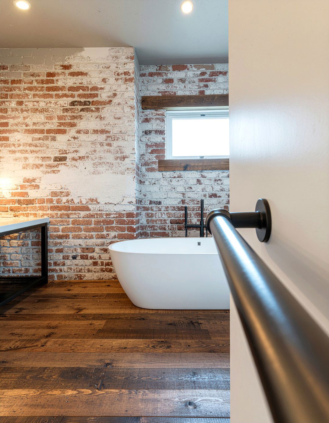 Industrial pipe handrail - 30 bathroom handrail ideas