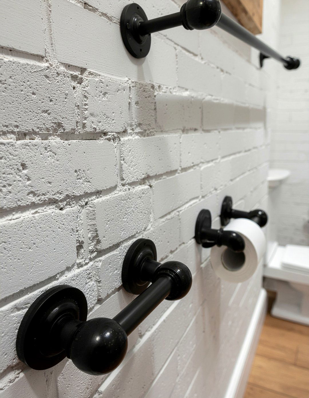 Industrial pipe hardware - 30 reclaimed material bathroom ideas