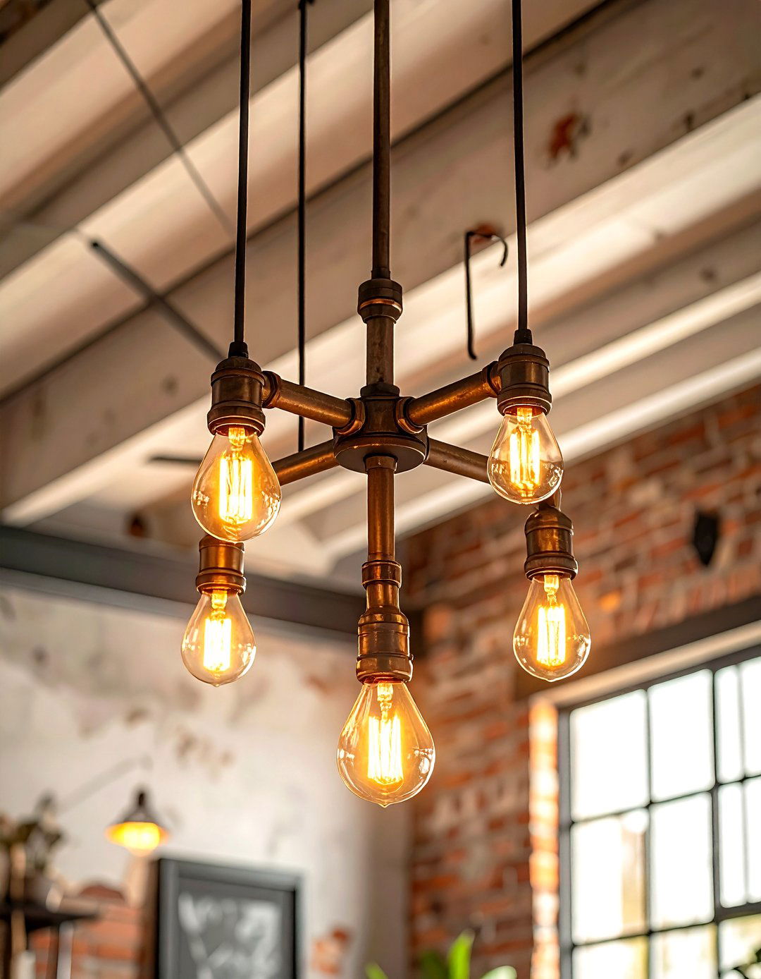 Industrial pipe lighting fixture - 30 living room pipe furniture ideas