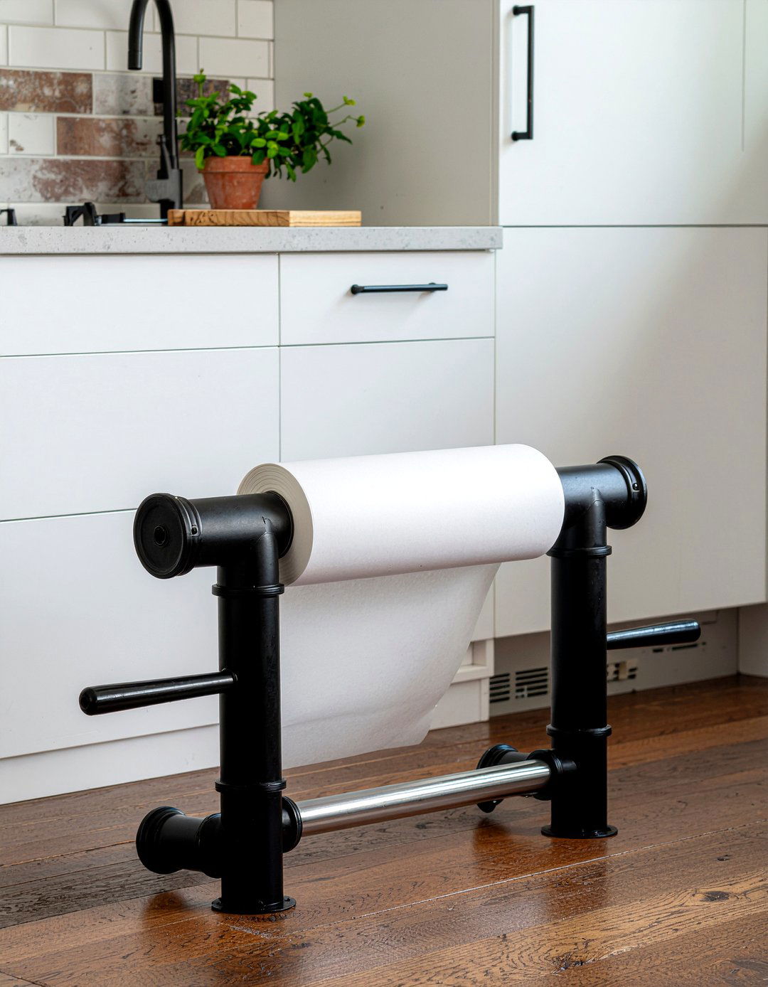 Industrial pipe paper roller - 30 kitchen message board ideas