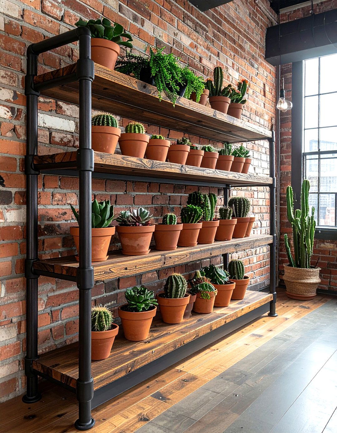 Industrial pipe plant shelf - 30 plant shelf ideas