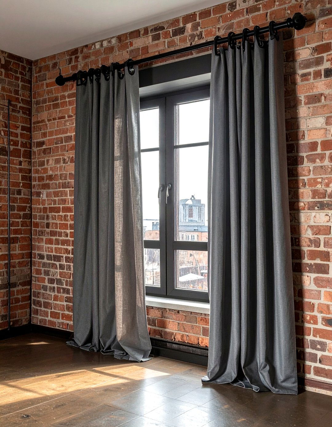 Industrial pipe rod window drapes - 30 drape ideas