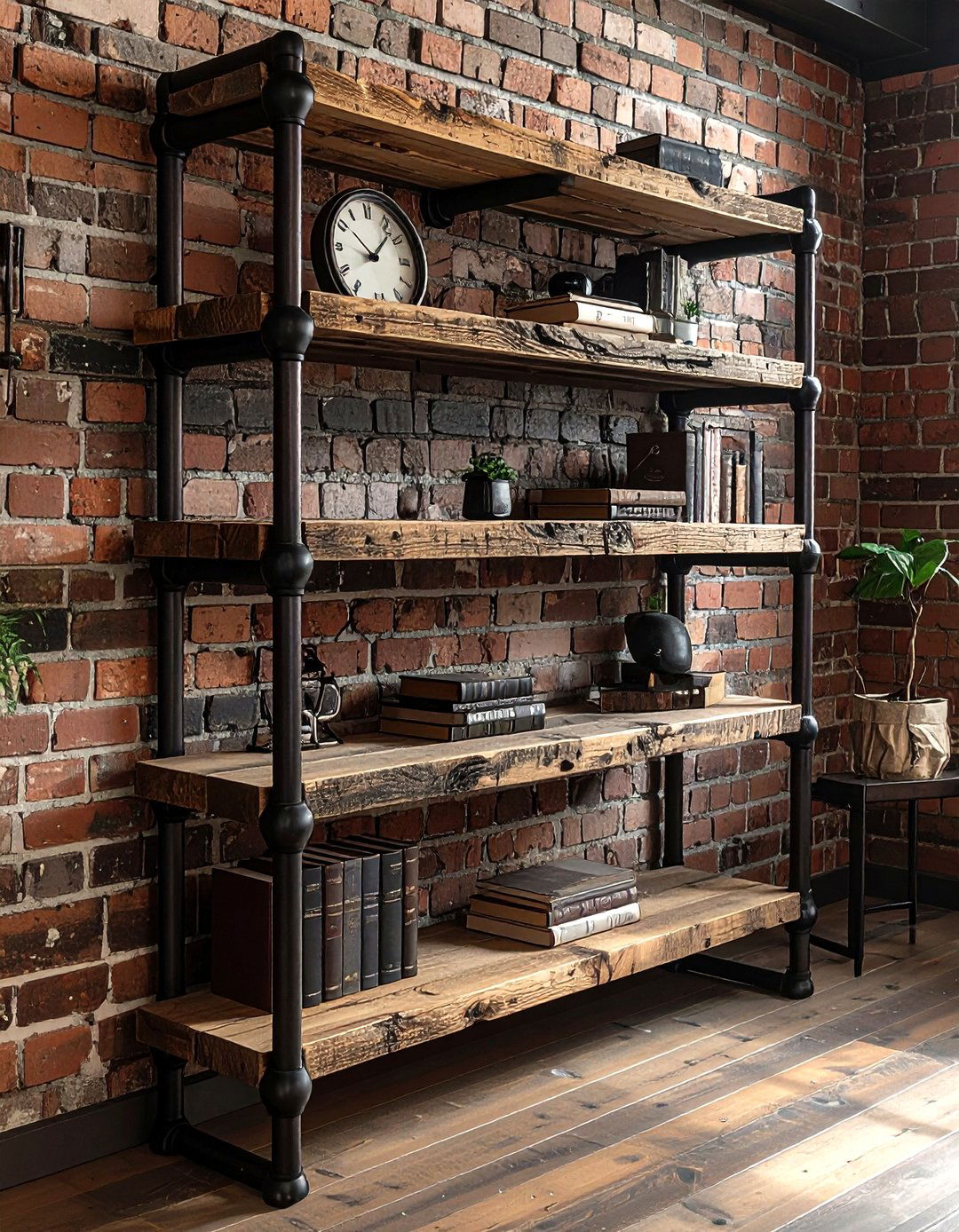 Industrial pipe shelf - 30 hallway decor ideas
