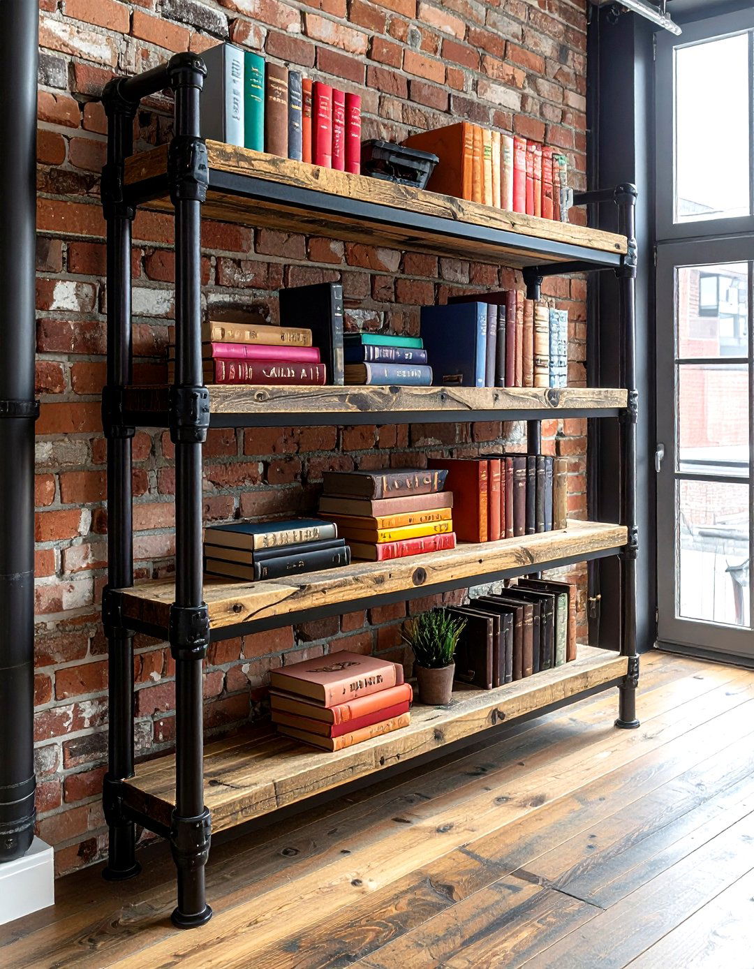 Industrial pipe shelving - 30 book collection display ideas