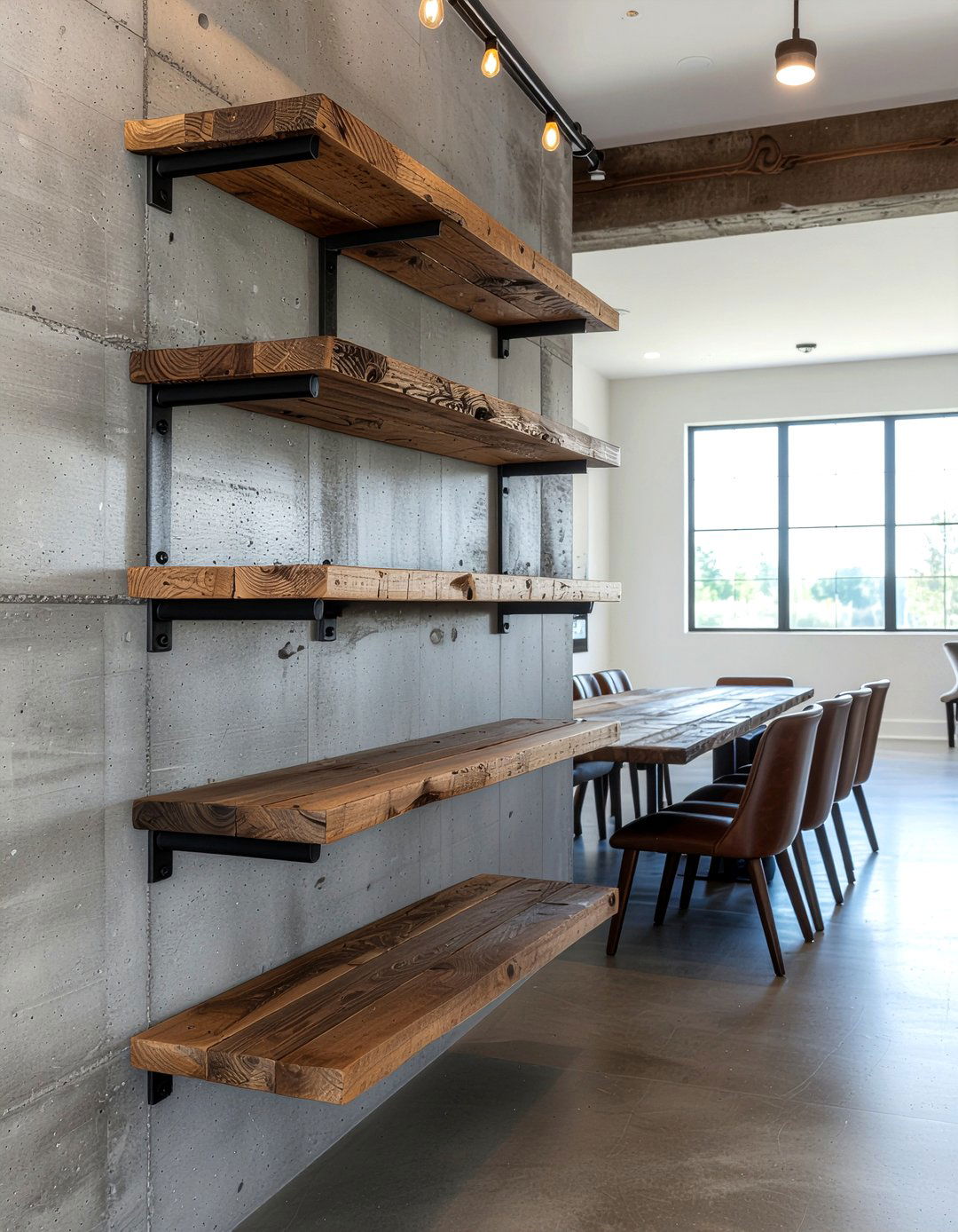 Industrial pipe shelving - 30 DIY dining room ideas