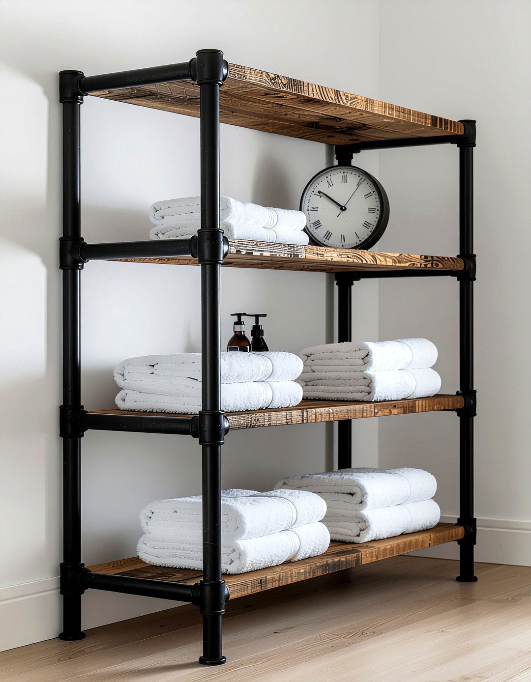 Industrial pipe shelving - 30 bathroom facelift ideas