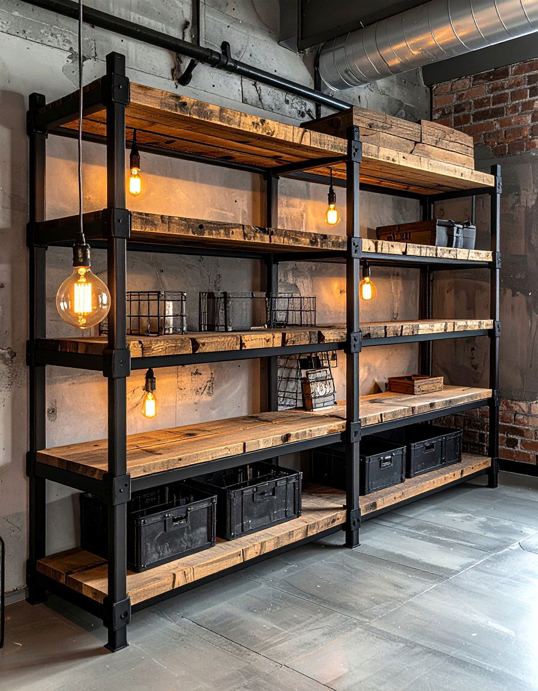 Industrial pipe shelving - 30 living room built-in shelves
