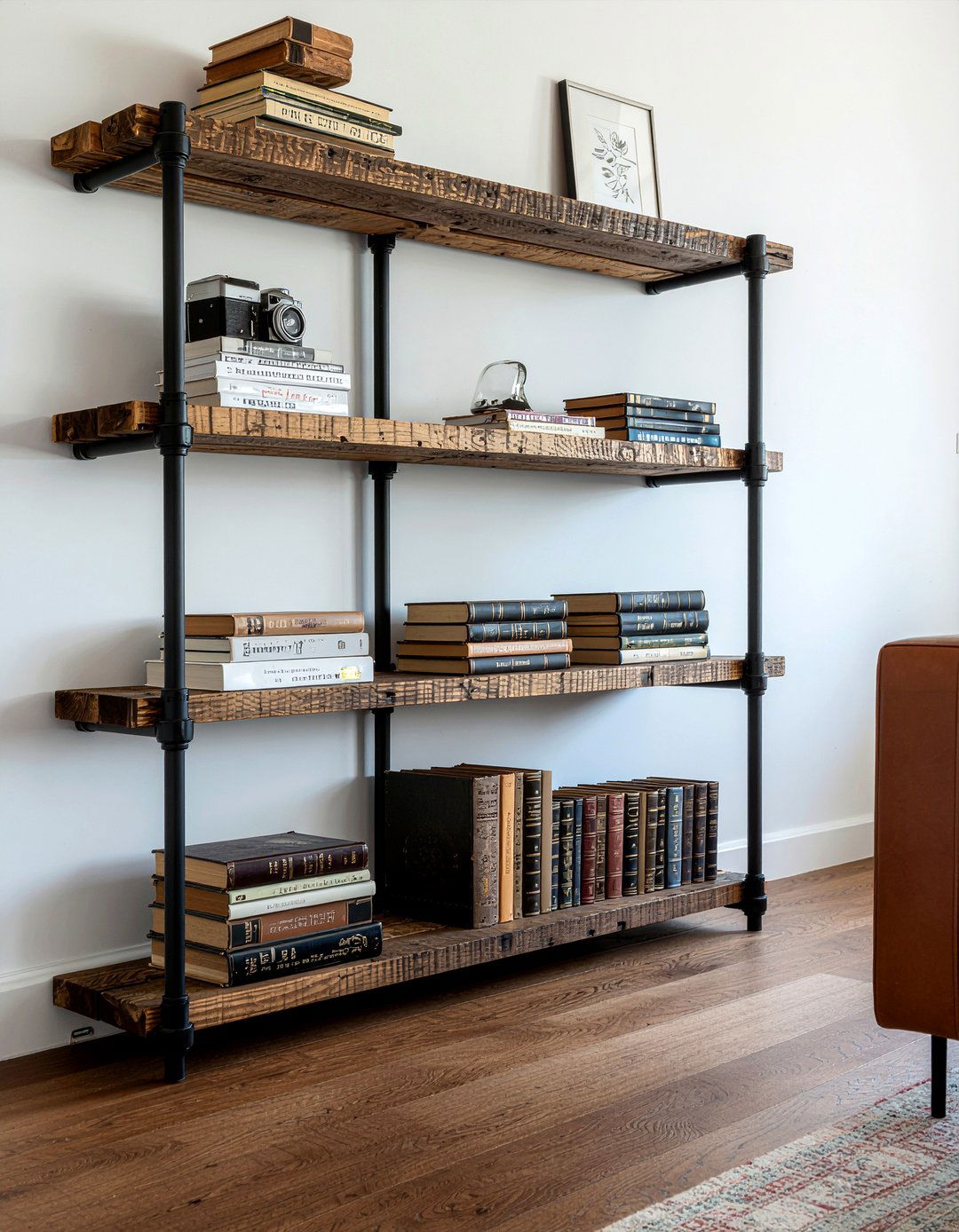 Industrial pipe shelving - 30 living room storage unit ideas