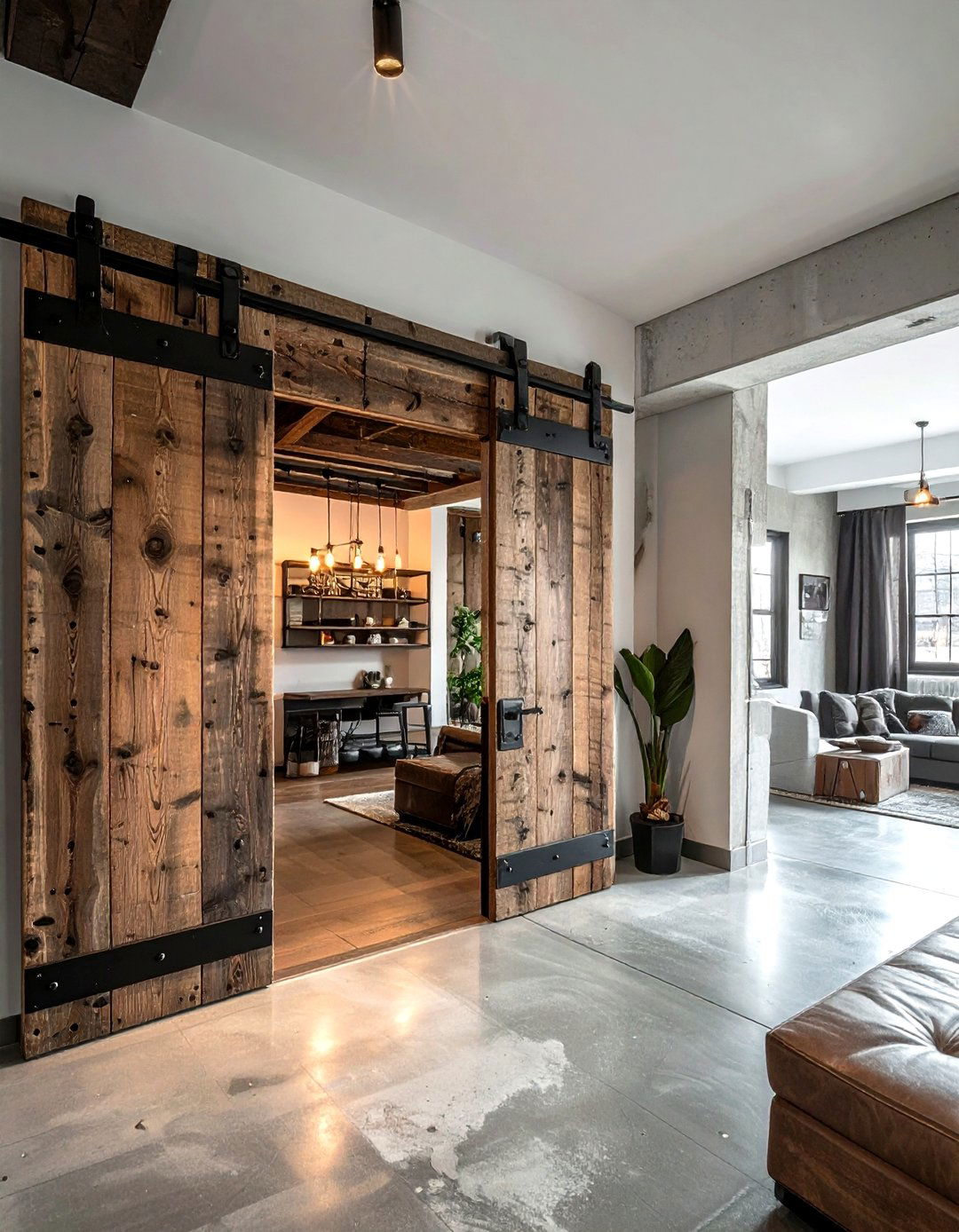 Industrial pocket door - 30 living room pocket doors