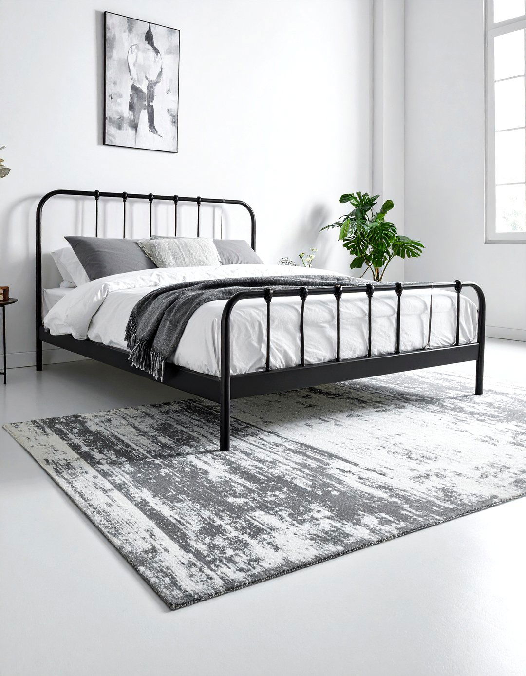 Industrial rug white bedroom - 30 industrial white bedroom ideas