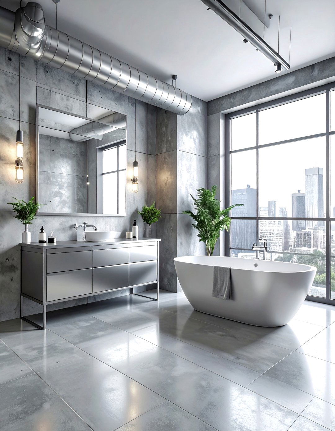 Industrial silver bathroom - 30 silver bathroom ideas
