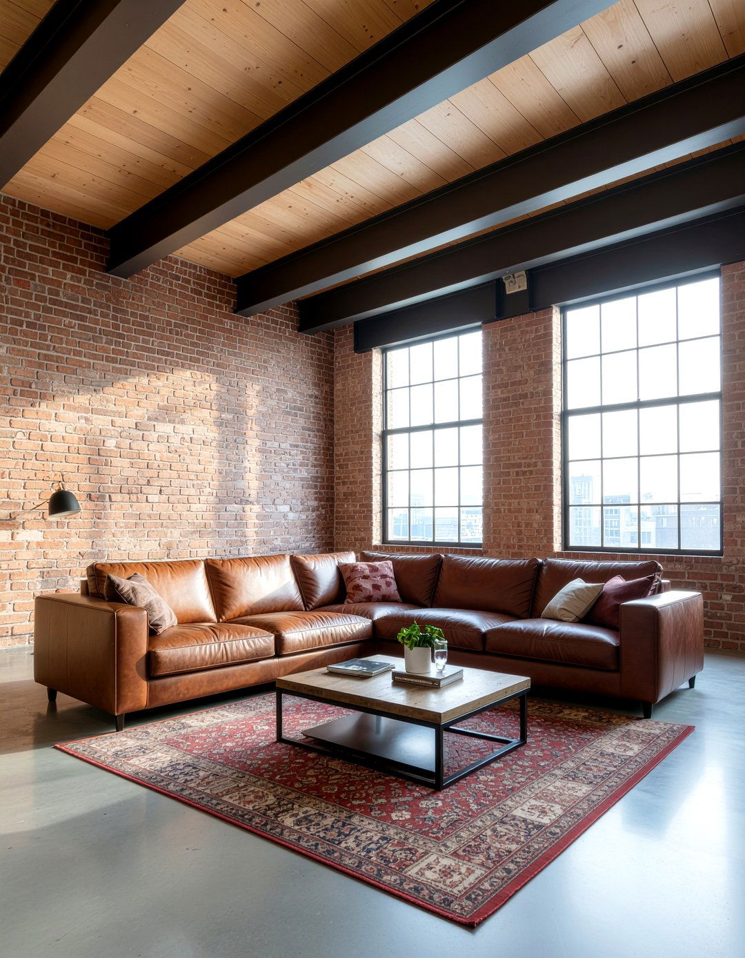 Industrial steel beams - 30 living room cathedral ceiling ideas