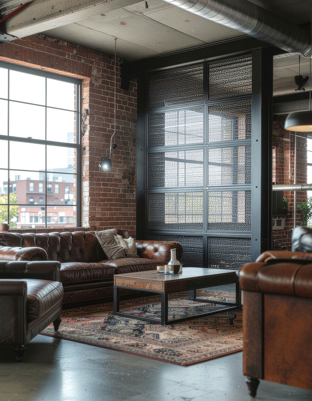 Industrial steel screen - 30 living room screen ideas