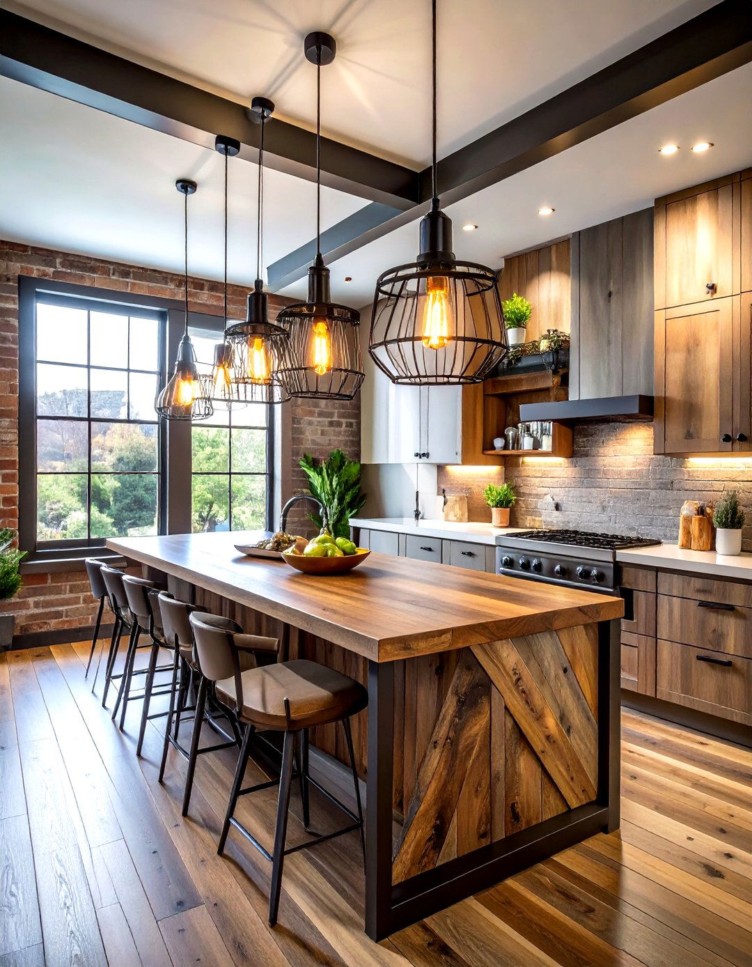 Industrial style LED pendants - 30 kitchen LED lighting ideas