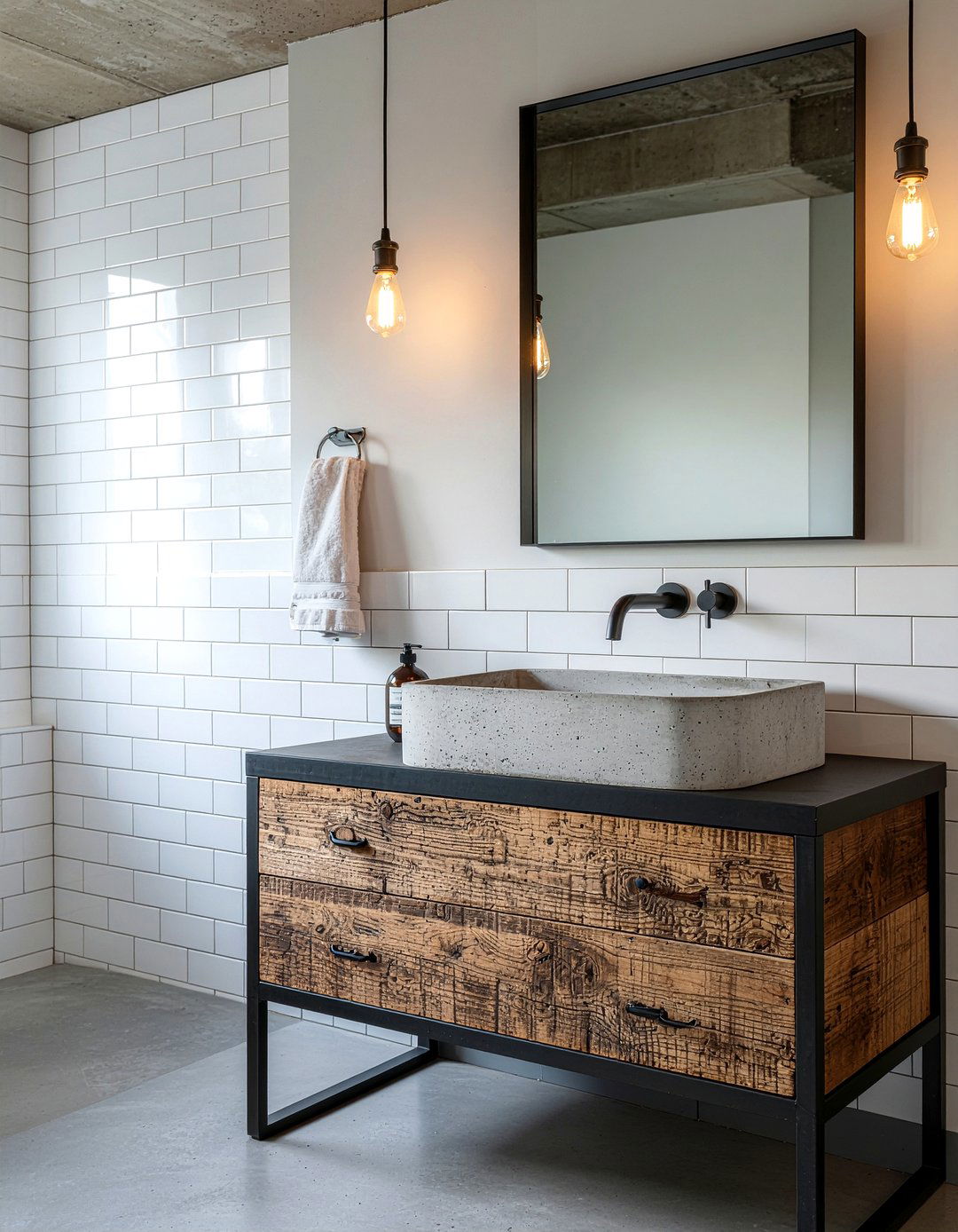 Industrial style bathroom vanity - 30 bathroom built-in vanity ideas