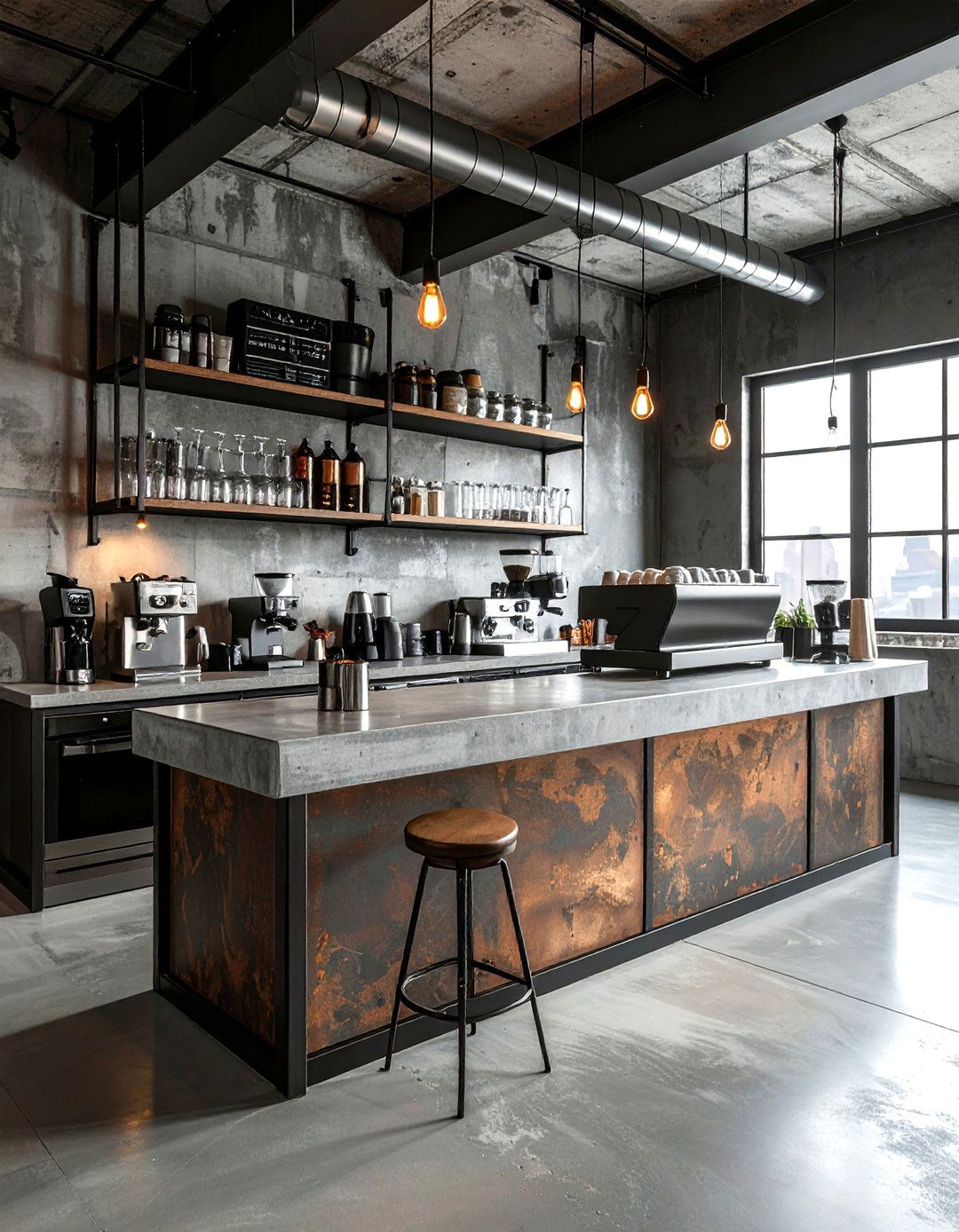 Industrial style coffee station - 30 coffee station kitchen ideas