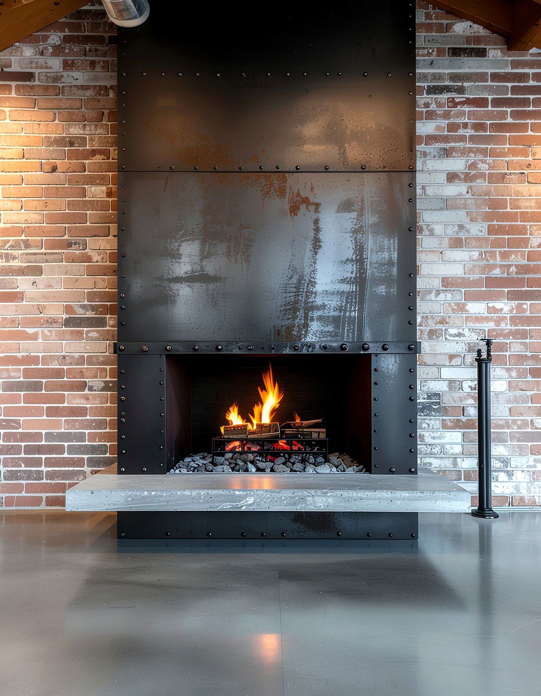 Industrial style electric fireplace - 30 electric fireplace ideas