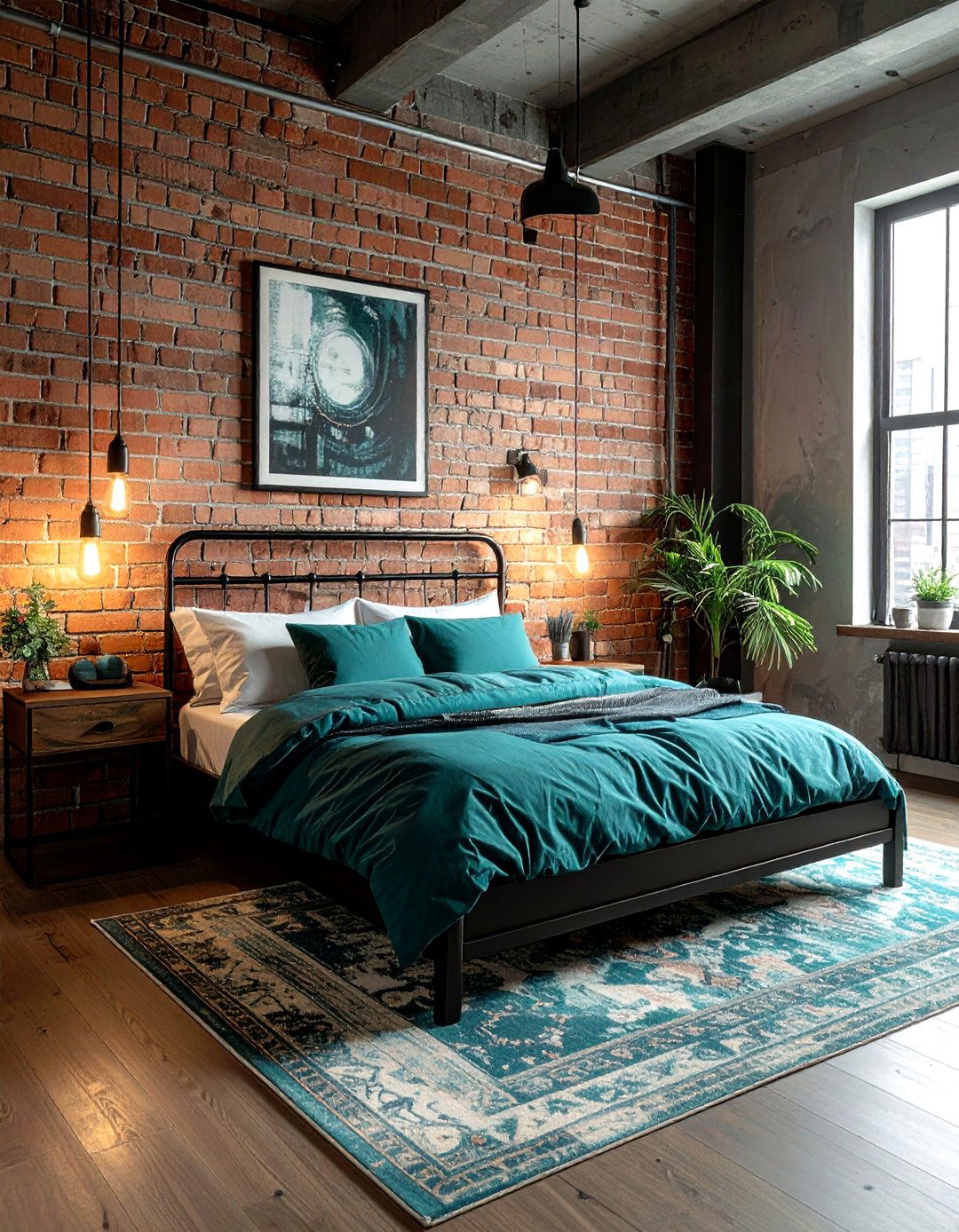 Industrial teal bedroom - 30 cool teal bedroom ideas