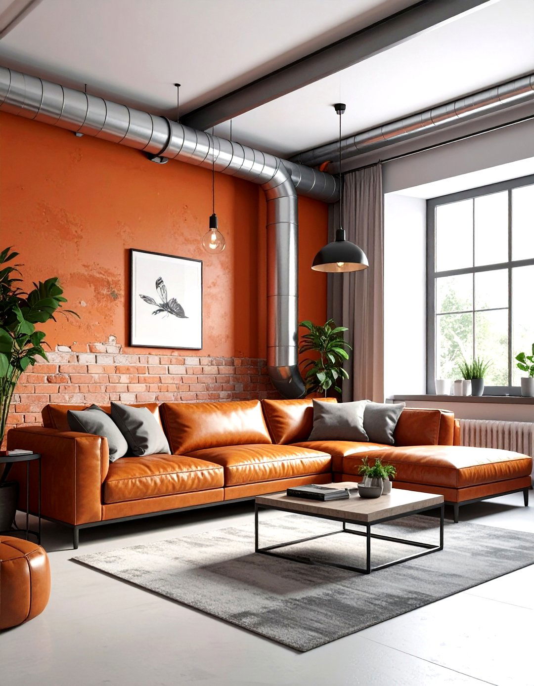 Industrial terracotta living room - 30 living room terracotta walls