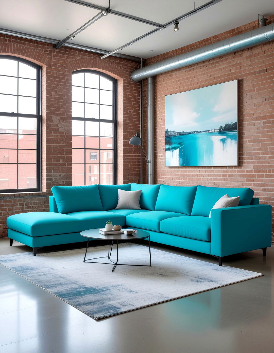Industrial turquoise living room - 30 turquoise living room ideas