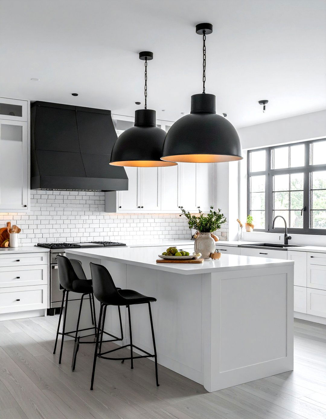 Industrial white kitchen lighting - 30 white kitchen cabinet ideas