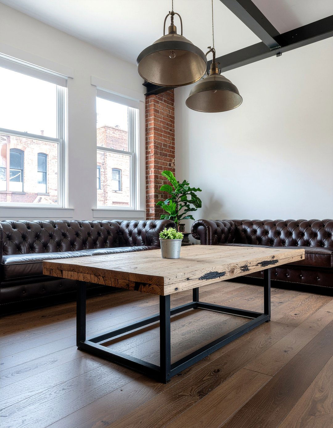 Industrial wood and metal coffee table - 30 living room round coffee tables