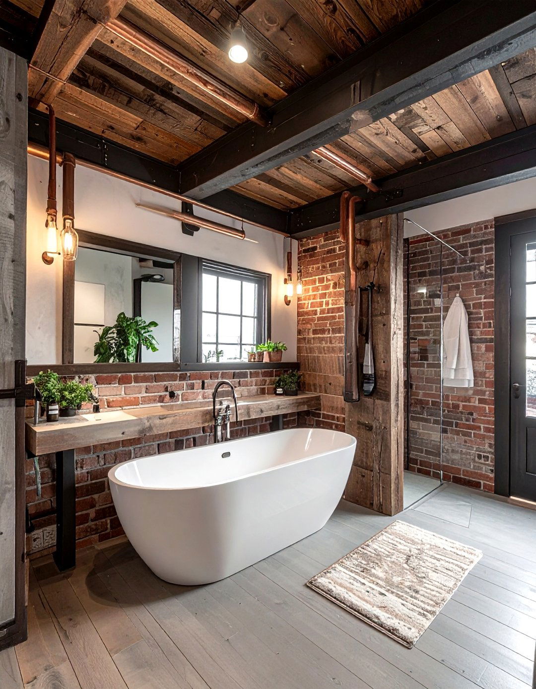 Industrial wood ceiling bathroom - 30 wood ceiling bathroom ideas