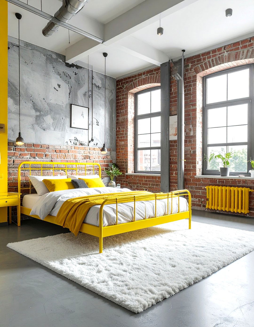 Industrial yellow bedroom - 30 yellow and white bedroom ideas