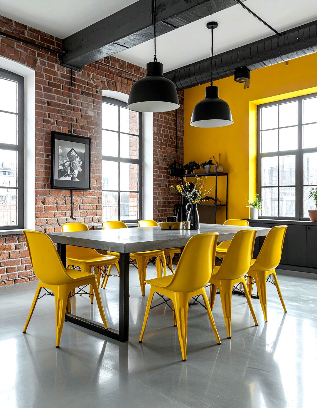 Industrial yellow dining room - 30 yellow dining room ideas