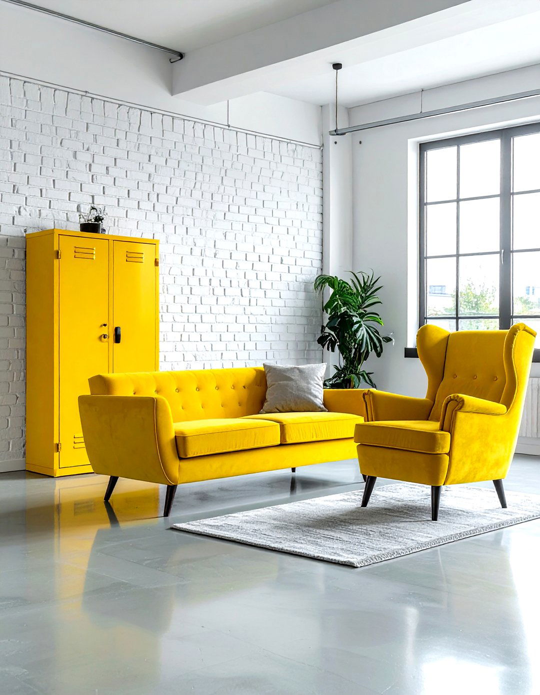 Industrial yellow living room - 30 yellow and white living room ideas