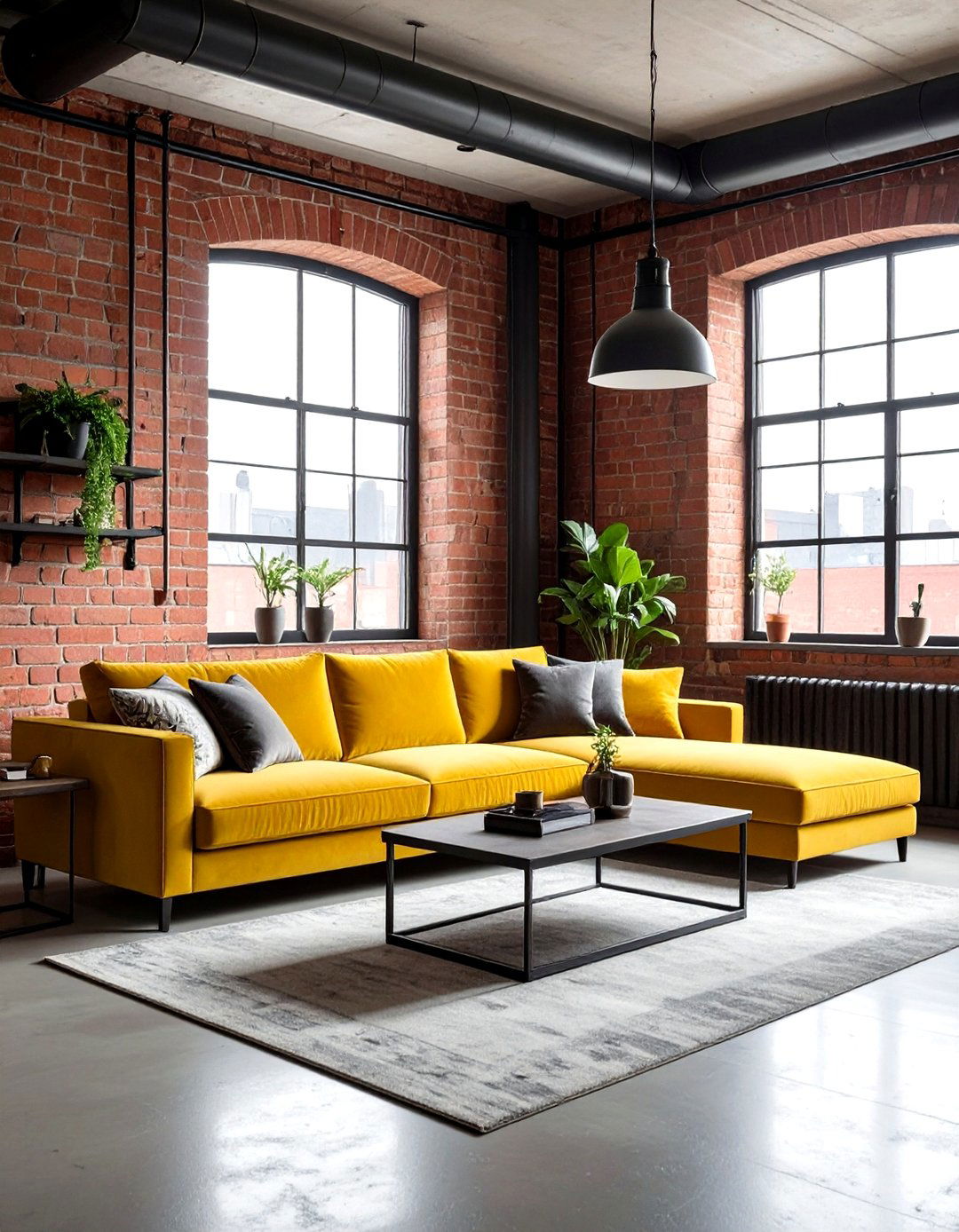 Industrial yellow living room - 30 yellow living room decor ideas