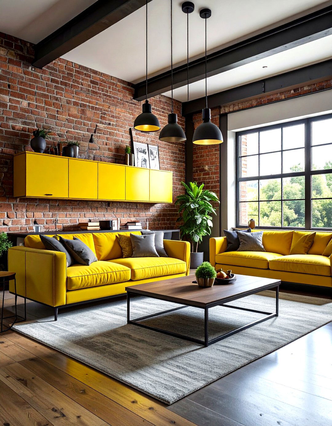 Industrial yellow living room - 30 yellow living room ideas
