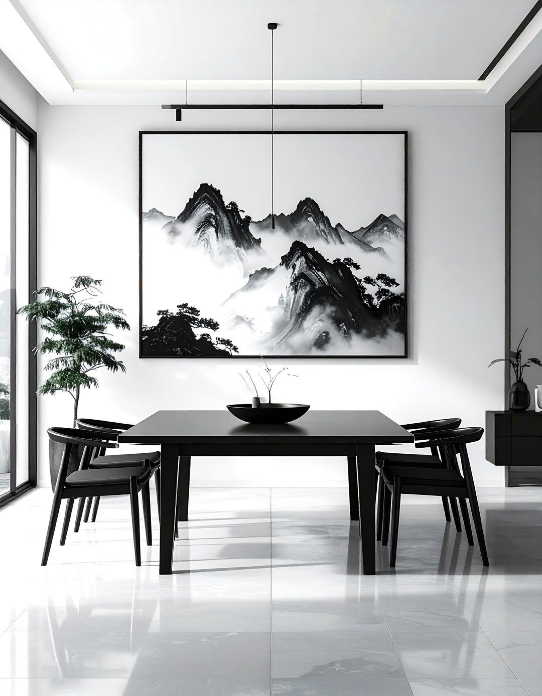 Ink Wash Wall Art - 30 Asian dining room ideas