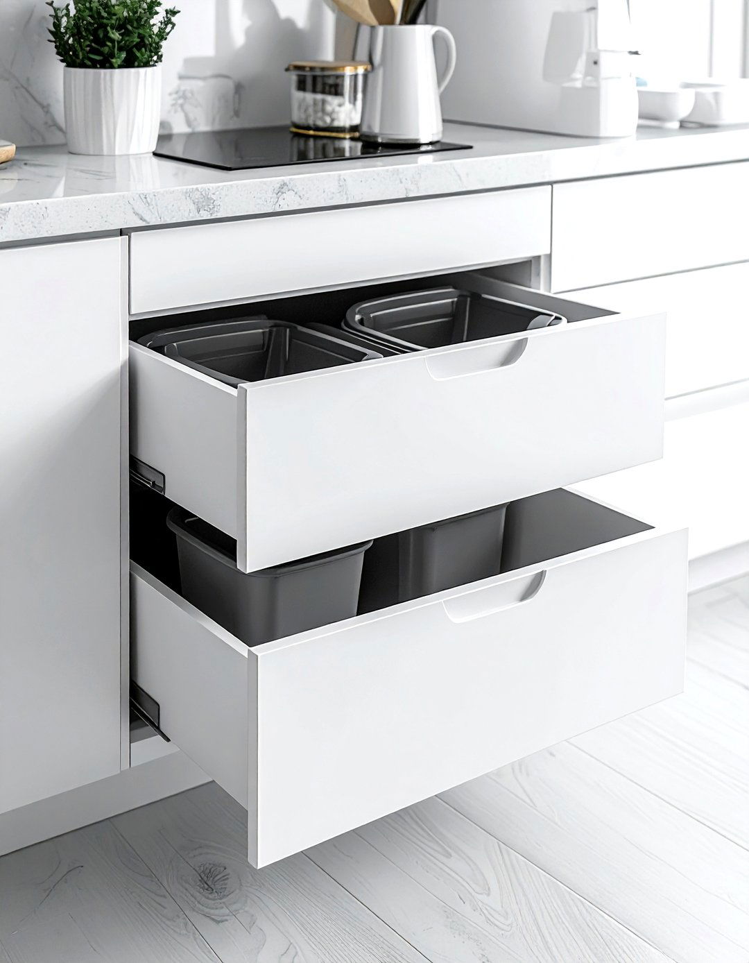 Install Hidden Trash Pull Out - 30 kitchen improvement ideas