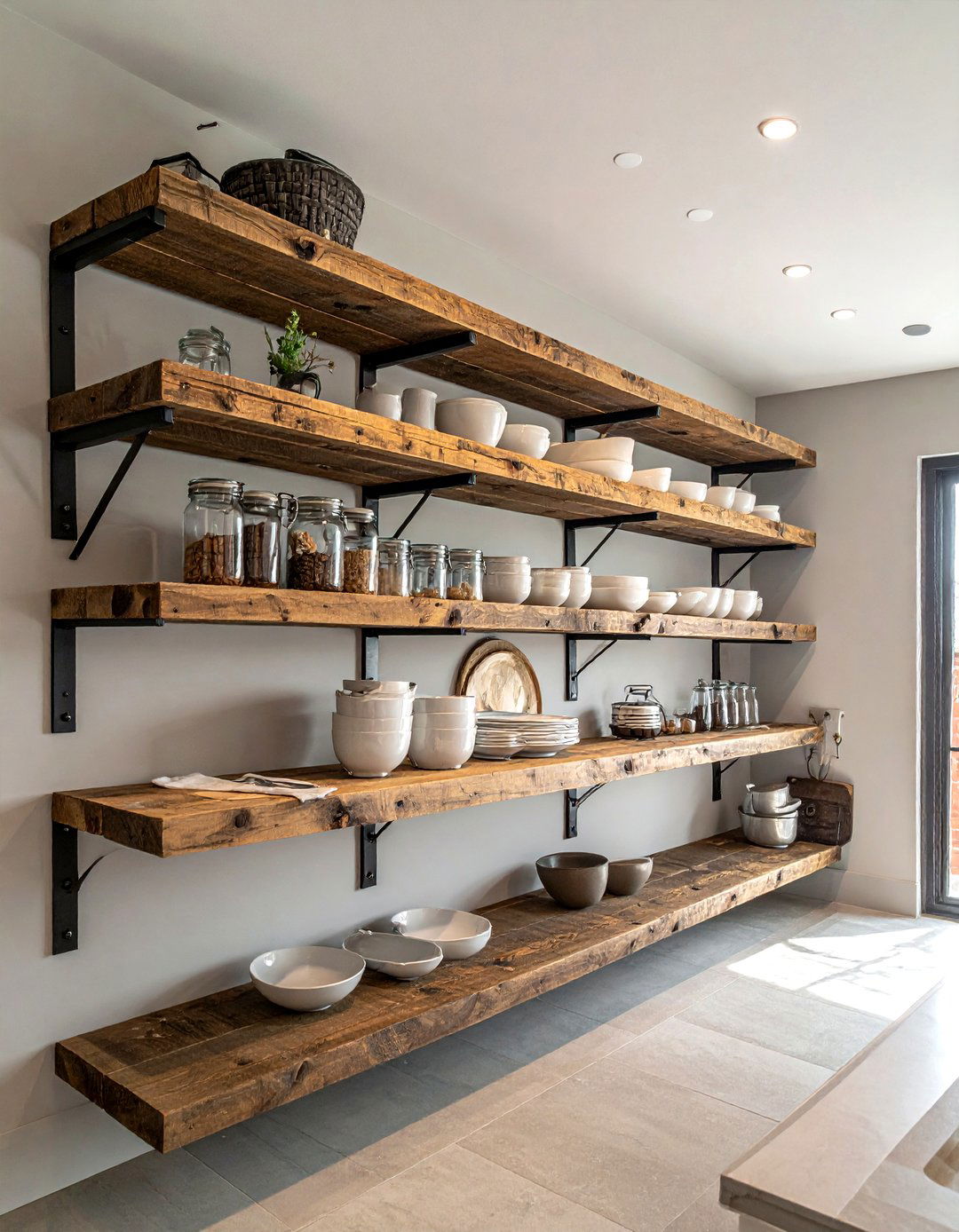 Install Open Shelving - 30 weekend kitchen project ideas