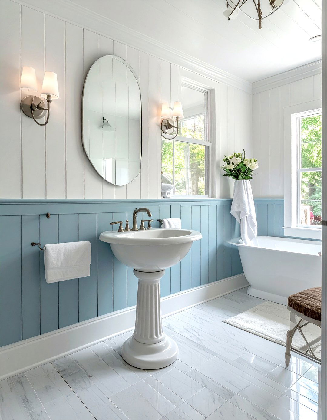 Install beadboard paneling - 30 cheap bathroom remodel ideas