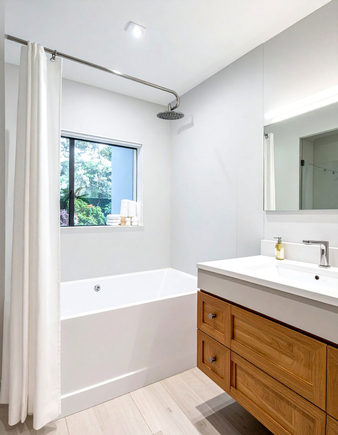 Install curved shower rod - 30 cheap bathroom remodel ideas