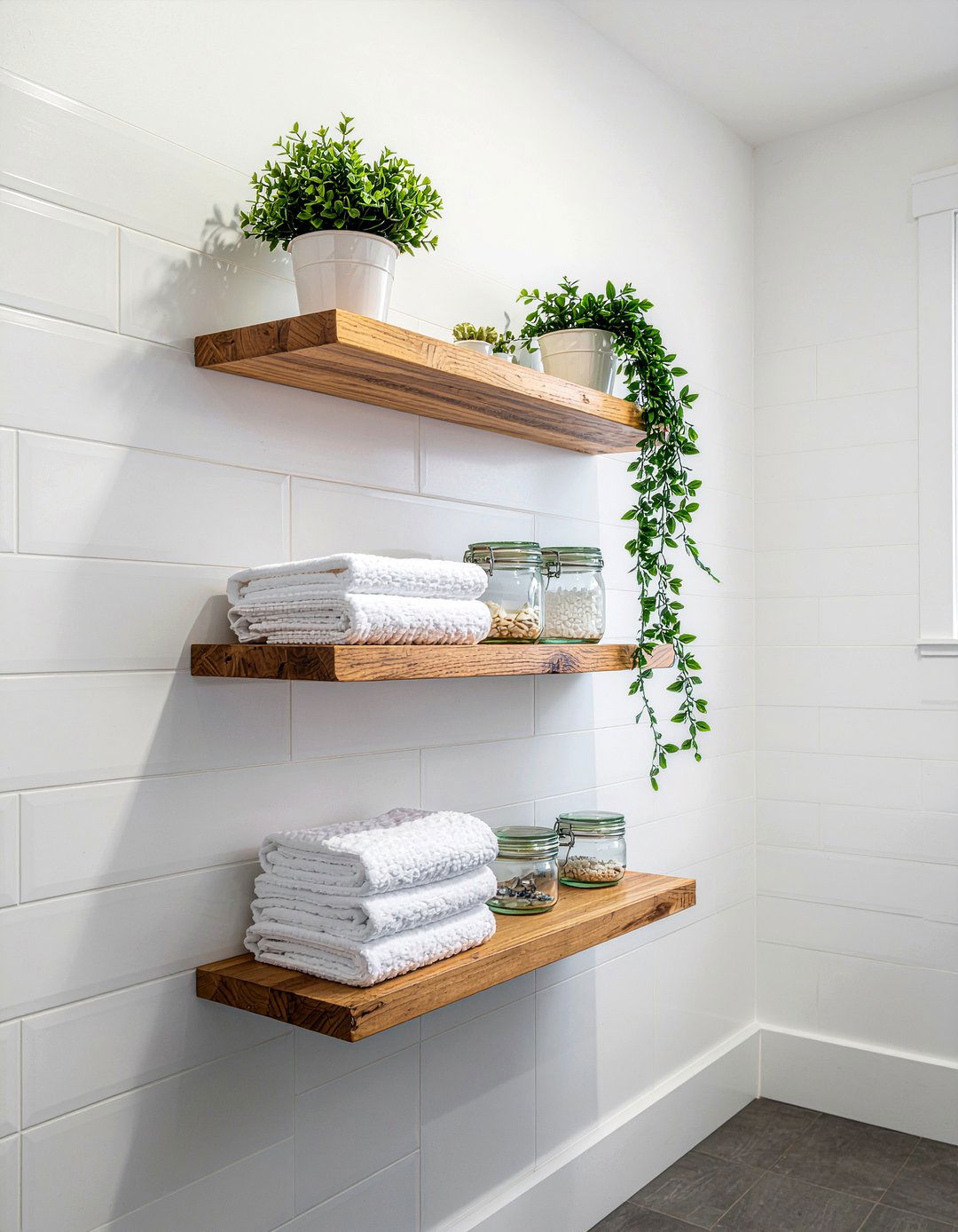 Install floating shelves - 30 bathroom on a budget ideas