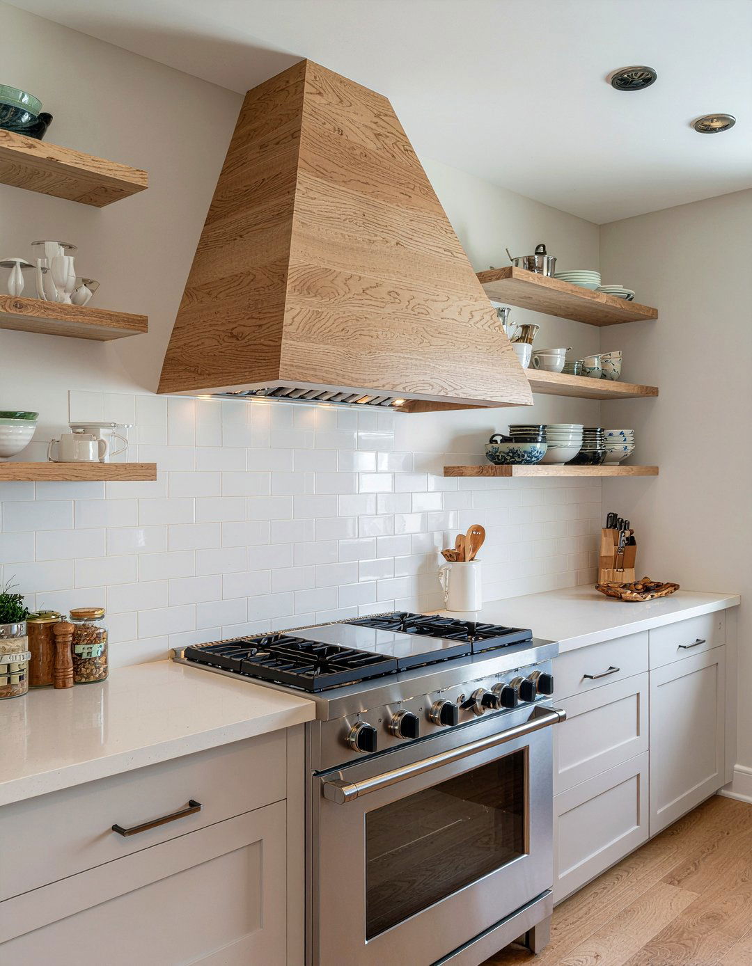 Install range hood cover - 30 partial kitchen remodel ideas