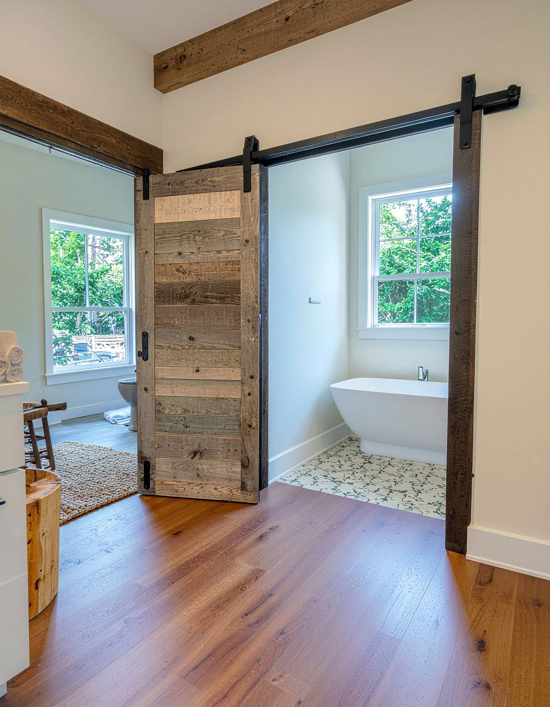 Install sliding barn door - 30 bathroom on a budget ideas