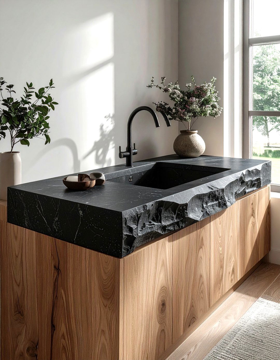 Integrated Drainboard - 30 soapstone countertop kitchen ideas