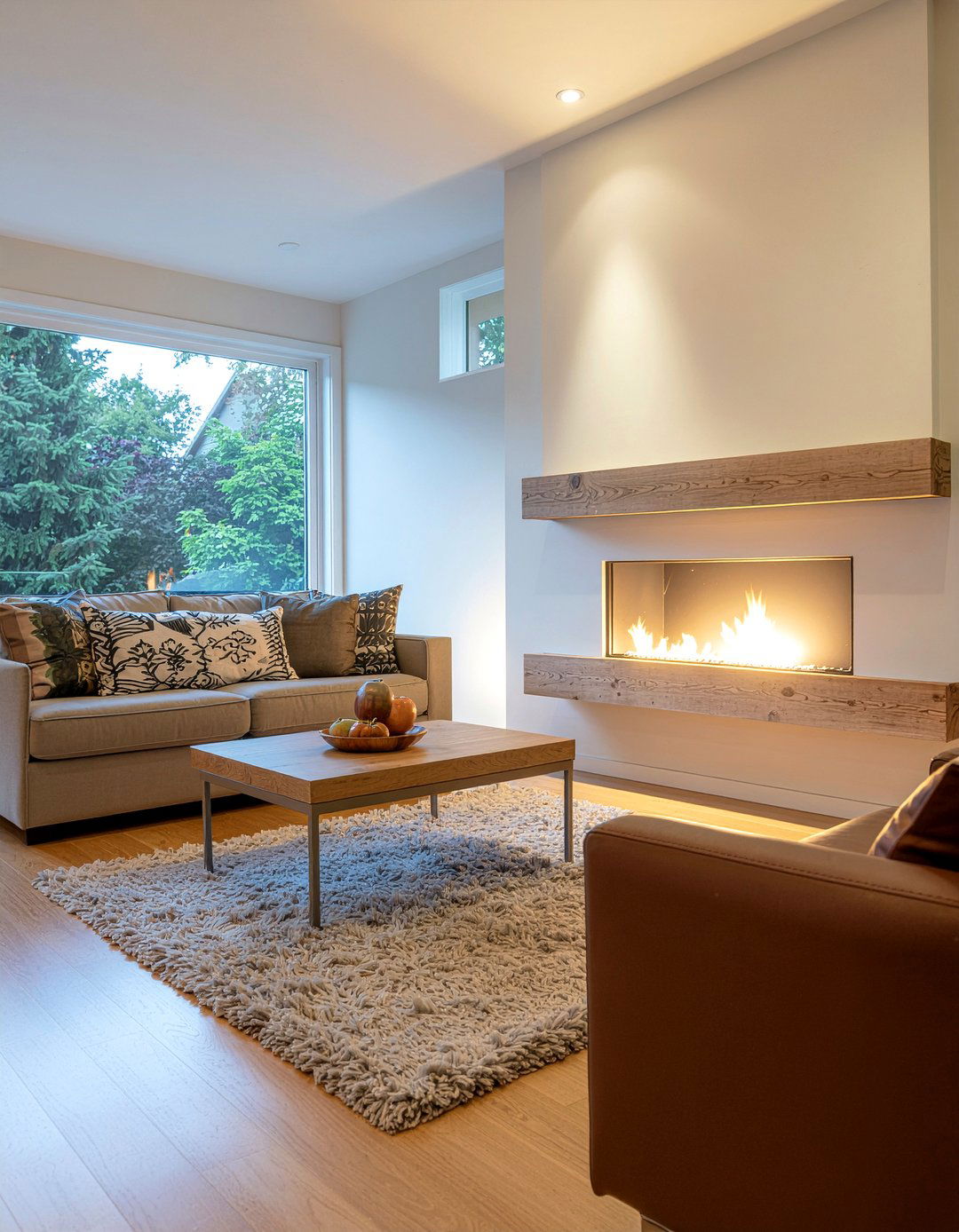 Integrated LED Fireplace Lighting - 30 living room linear fireplace ideas