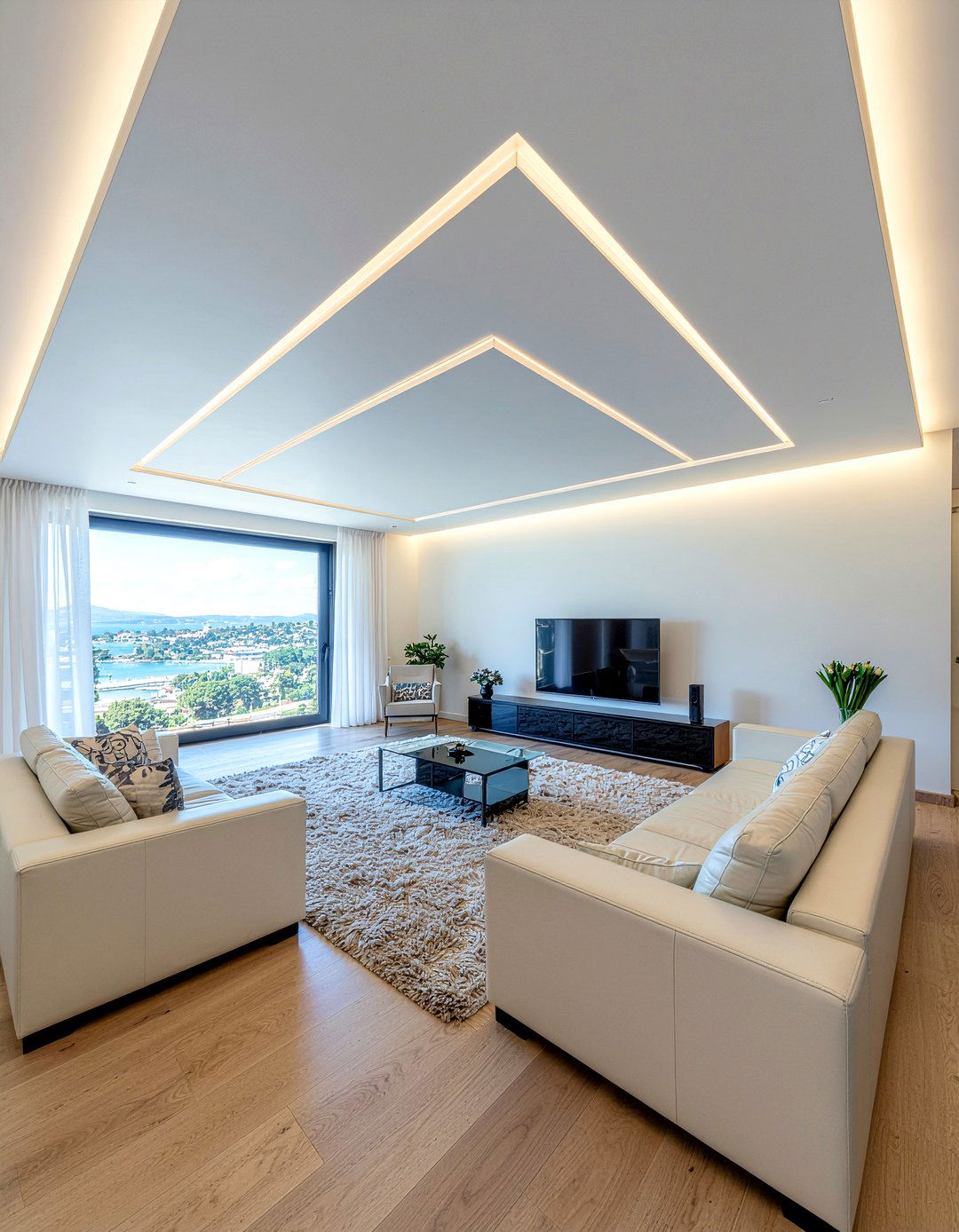 Integrated Lighting Metal Ceiling - 30 living room pressed metal ceiling ideas