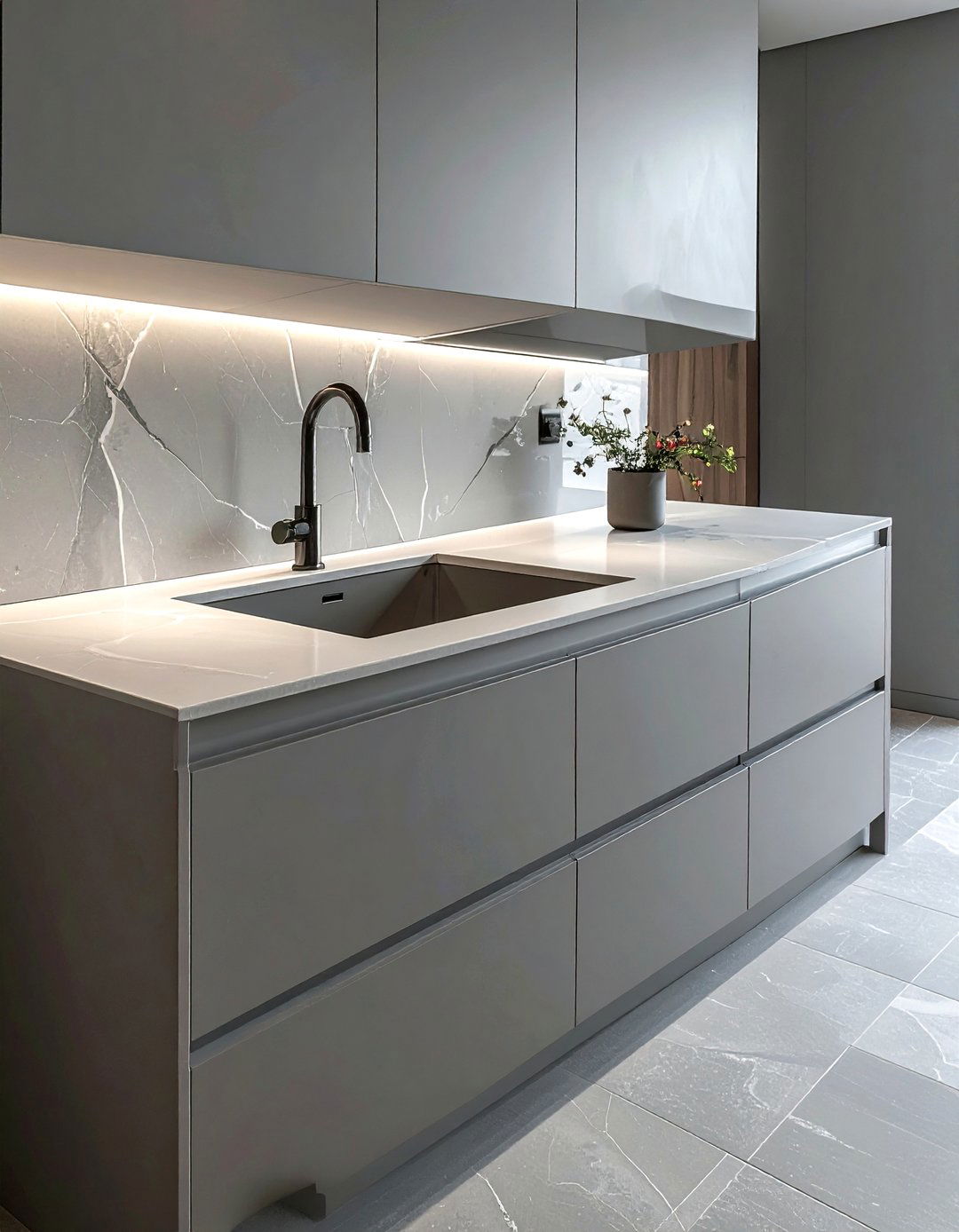 Integrated Porcelain Sink Kitchen - 30 porcelain countertop kitchen ideas