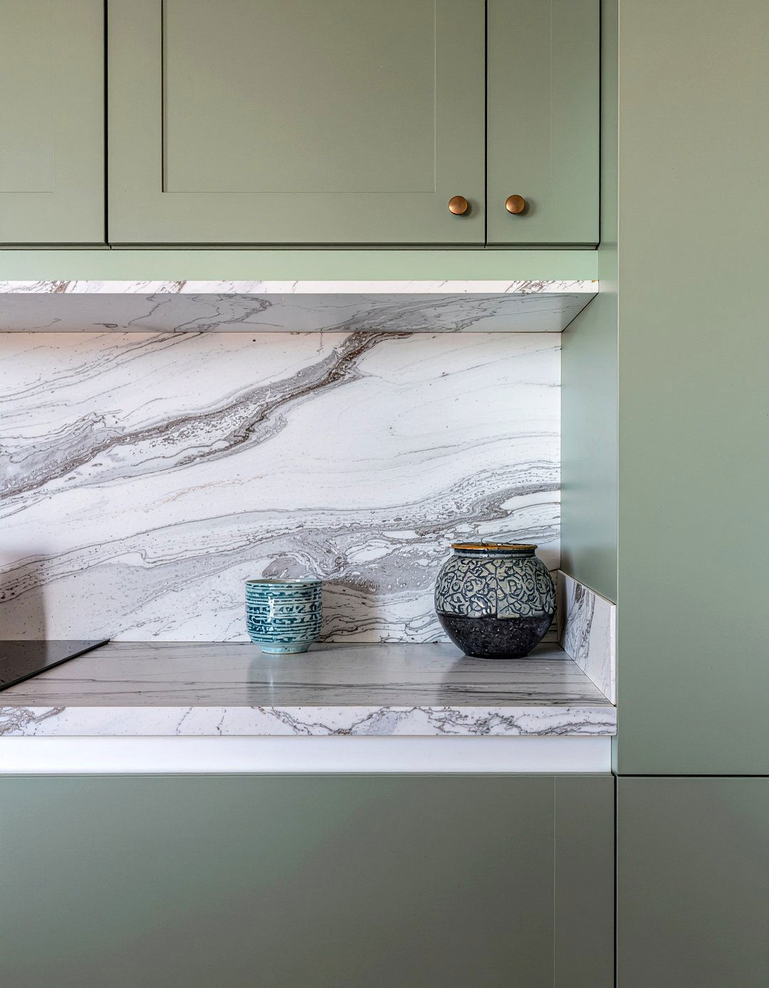 Integrated Quartz Shelf Backsplash - 30 quartz backsplash kitchen ideas