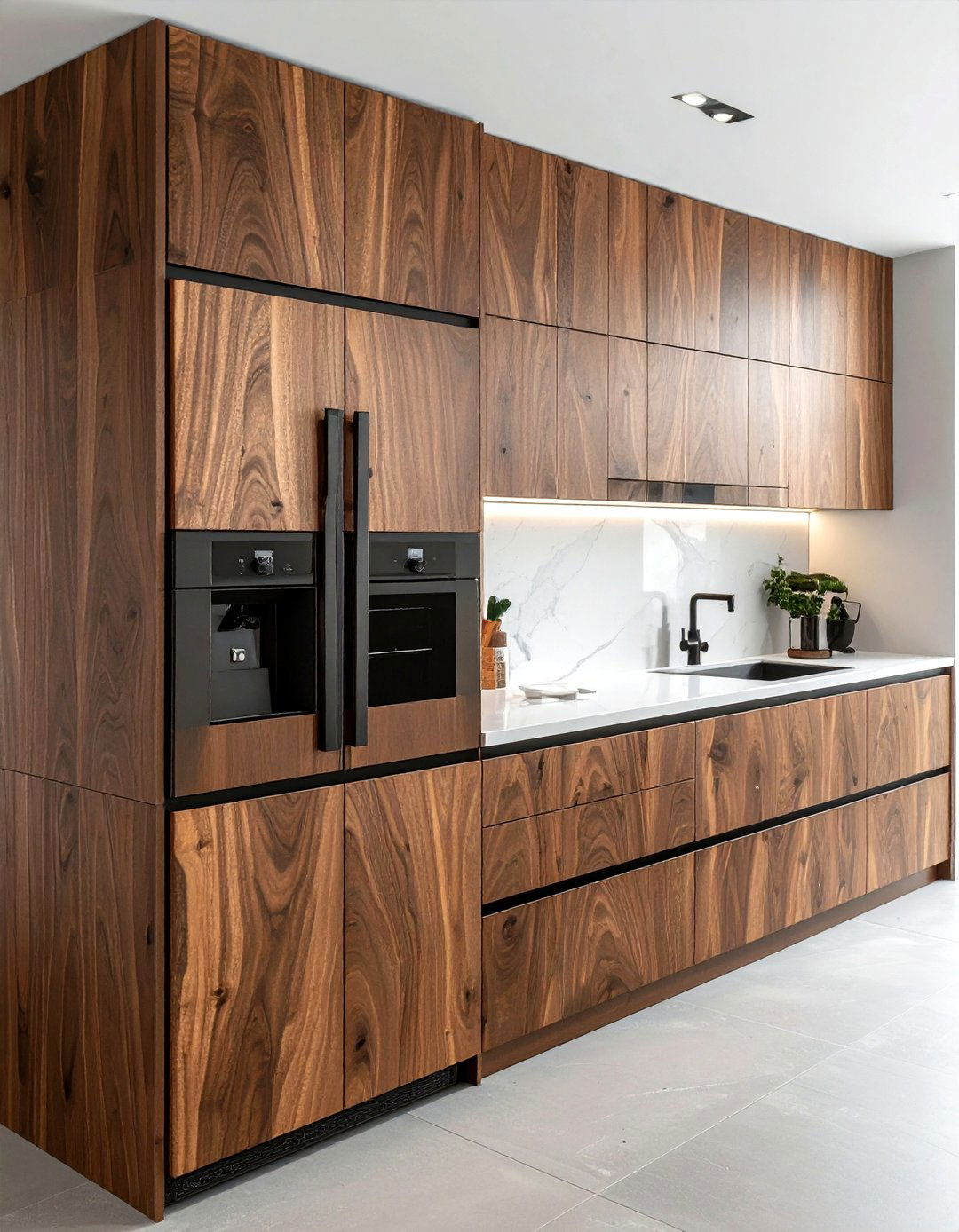 Integrated Refrigerator Wood Cabinets - 30 built-in refrigerator kitchen ideas