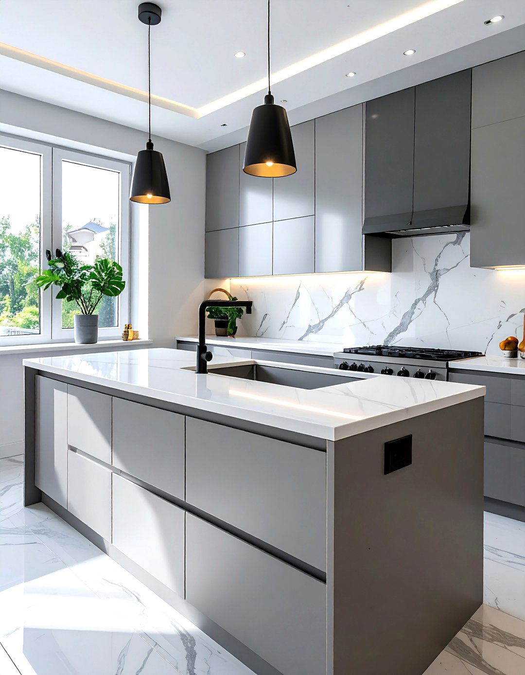 Integrated Sink Kitchen - 30 solid surface countertop kitchen ideas